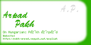 arpad pakh business card